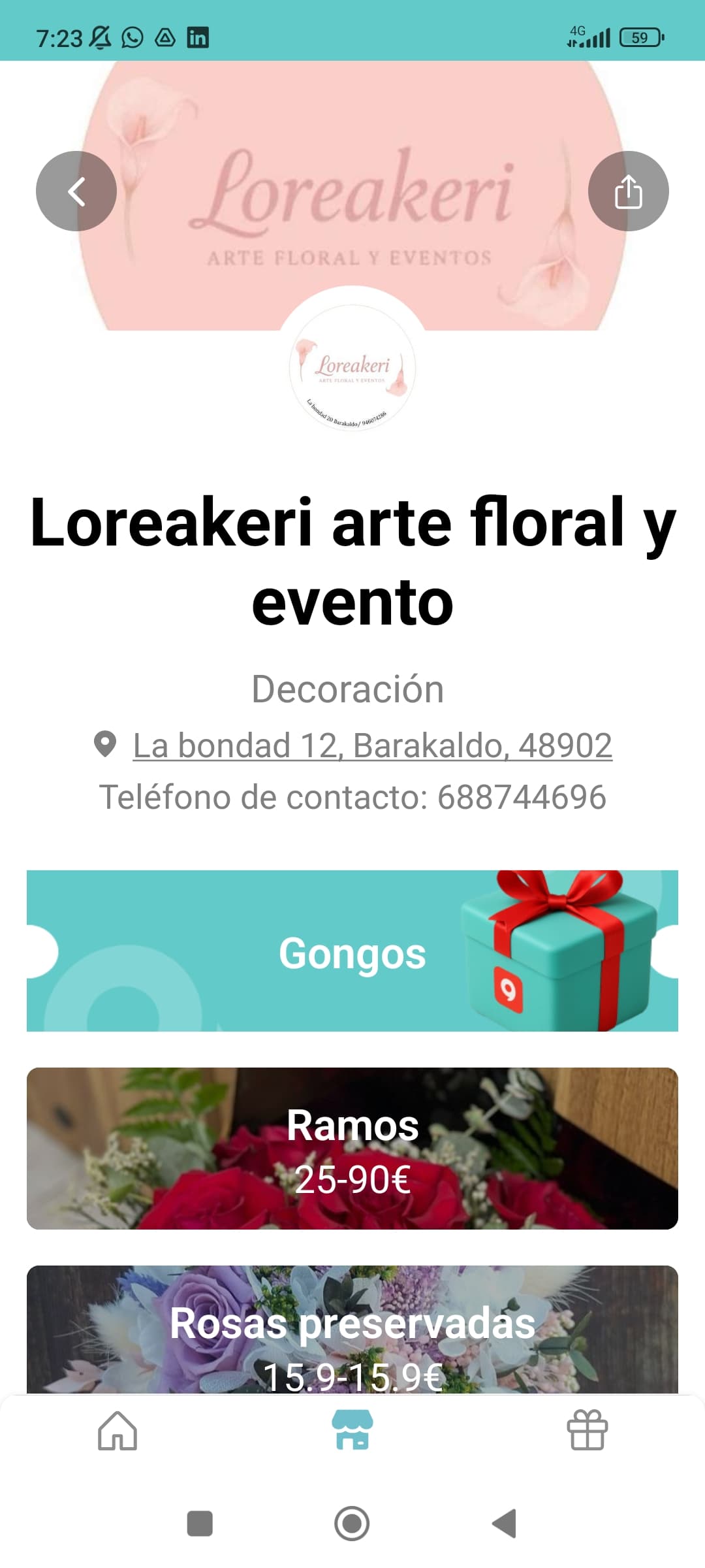 Loreakeri Arte Floral Y Evento, comercio de Barakaldo